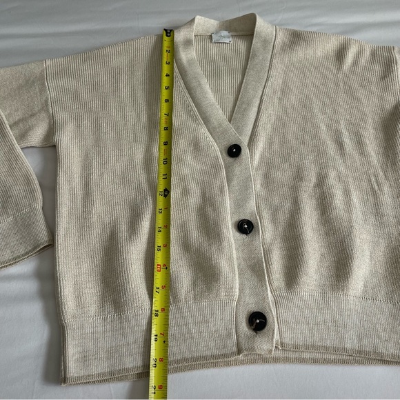 Eleventy Italian Made 100% Cotton Metallic Thread Beige Neutral Knit Cardigan - Picture 17 of 17